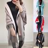 Women Fashion Solid Tassel Scarf Retro Double Sided Scarf Long Sleeve Shawl