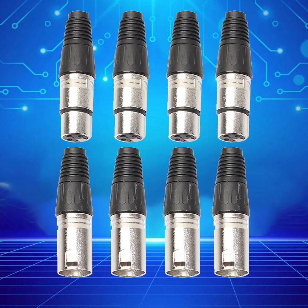 8pcs MIC Cable Terminal 4 Male 4 Female 3Pin Cannon XLR Connector Zinc Alloy Socket Panel Mount Chassis for Mixer Amplifier