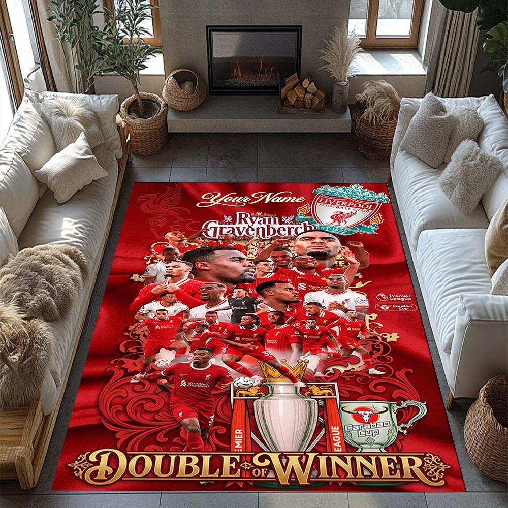 Liverpool Fc Personalized Name Area Rug Suitable For Playrooms Dining Room Outdoor Decorate Room Antislip Carpet Office Home Decor Wedding Party Gift
