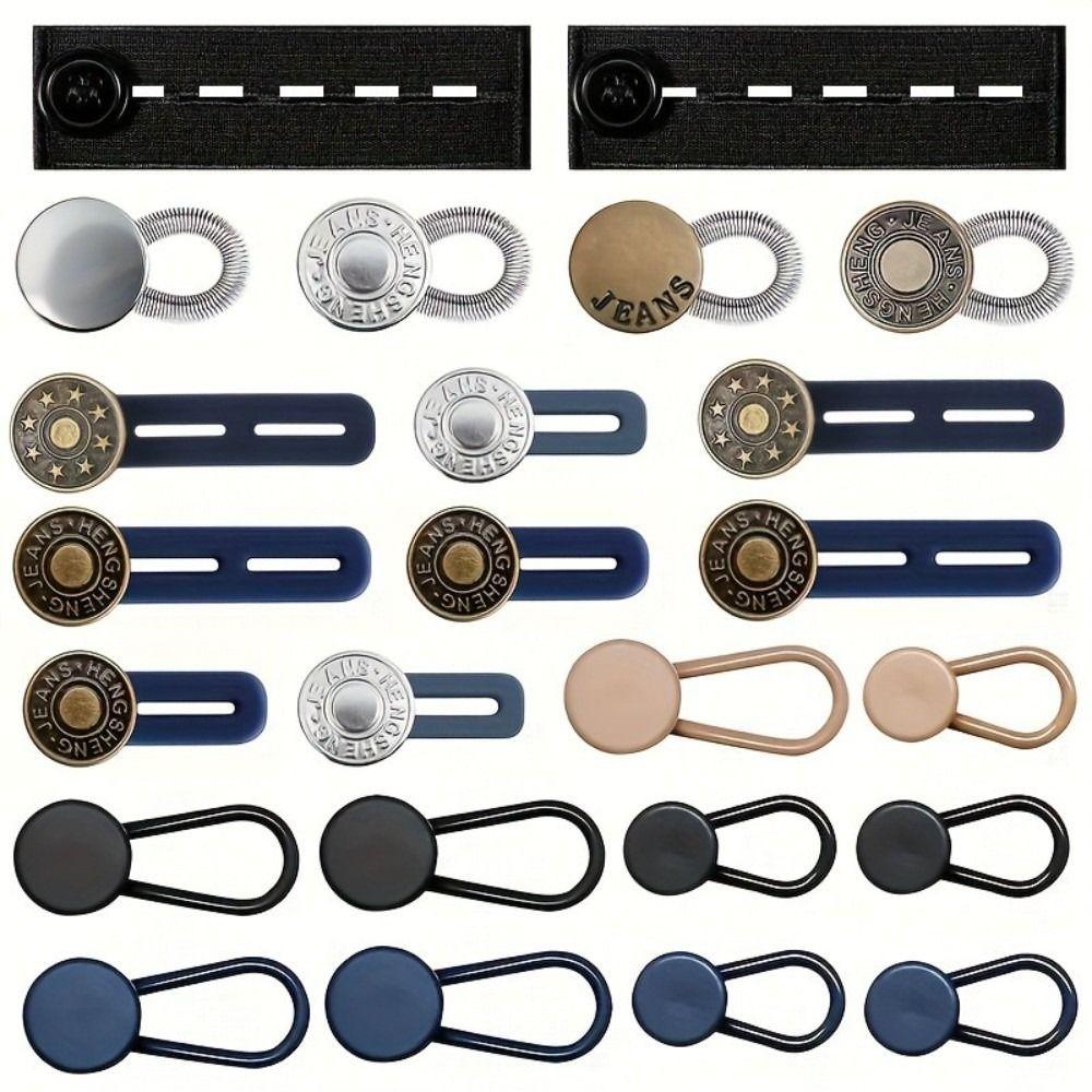 12/16/24/26 pcs Button Style Button Extenders Metal Waistband Expander No Sew Extensions  for Jeans