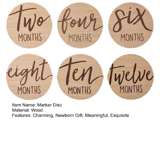 6 шт. Диски-маркеры для месячных детских вех Деревянные карточки с вехами Знак объявления о рождении ребенка для реквизита для фотосъемки новорожденных