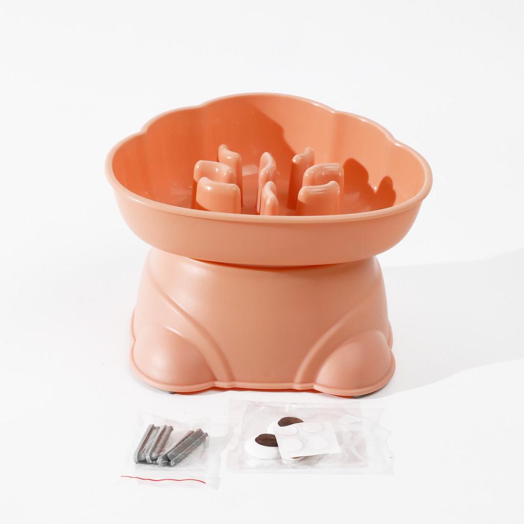 Диспенсер для корма для домашних животных с двойными отсеками для собак лимонно-желтого и розового цветов