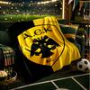 AEK AthensGolden And Black Crest Design Blanket Flannel Throw for Sofa, Indoor, Camping, Living Room, Office, Chair, And Bed Soft Birthday Gift