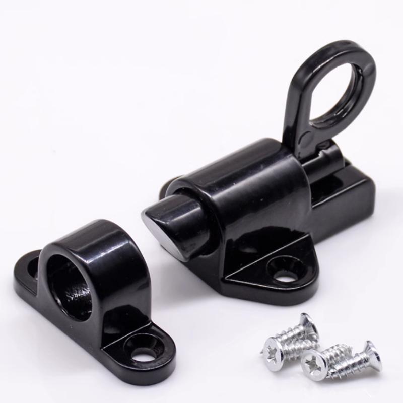 Aluminum Alloy Black/Gray Window Gate Security Pull Ring Spring Bounce Door Bolt Automatic Latch Lock Black Grey Window