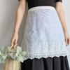 Lace Trim Waist Apron Half Length Embroidered Apron Stylish Floral Apron  For Kitchen
