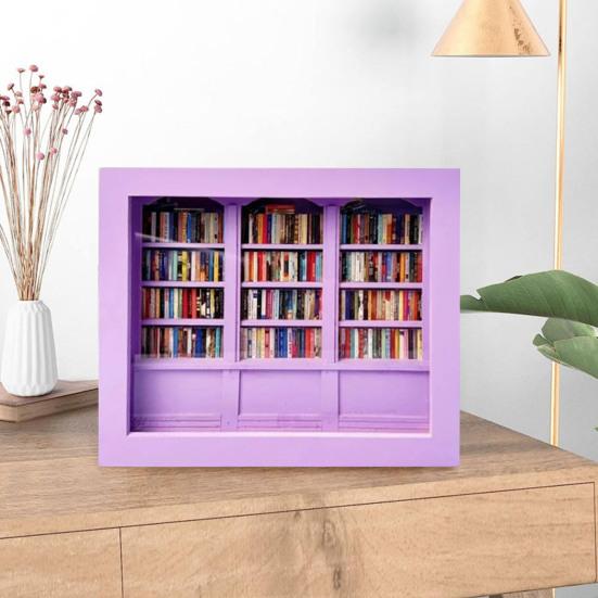 Мини-книжная полка для снятия тревожности, деревянная миниатюрная имитация книжной полки с 200 мини-книгами, настольная книжная полка для снятия стресса, игрушка для домашнего офиса, декор
