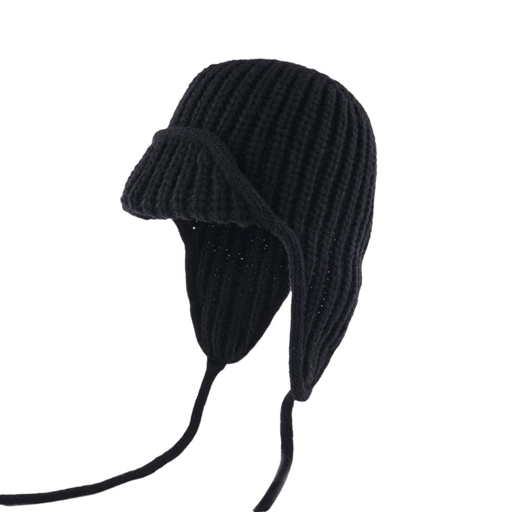 Solid Color Knitted Woolen Hat Korean Style Woolen Crochet Cap Casual Knitted Flying Cap  Outdoor