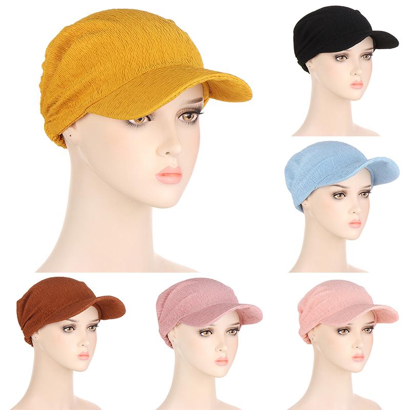 1PC Sun Hat Sunscreen Cap Solid Color Turban Cap Summer Female Hat Fashion Female Hat