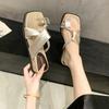 French Flat-bottomed Cool Slippers Women's Shoes Outer Wear 2025 Summer New Fashion Low-heeled Fairy Wind Open-toed Sandals