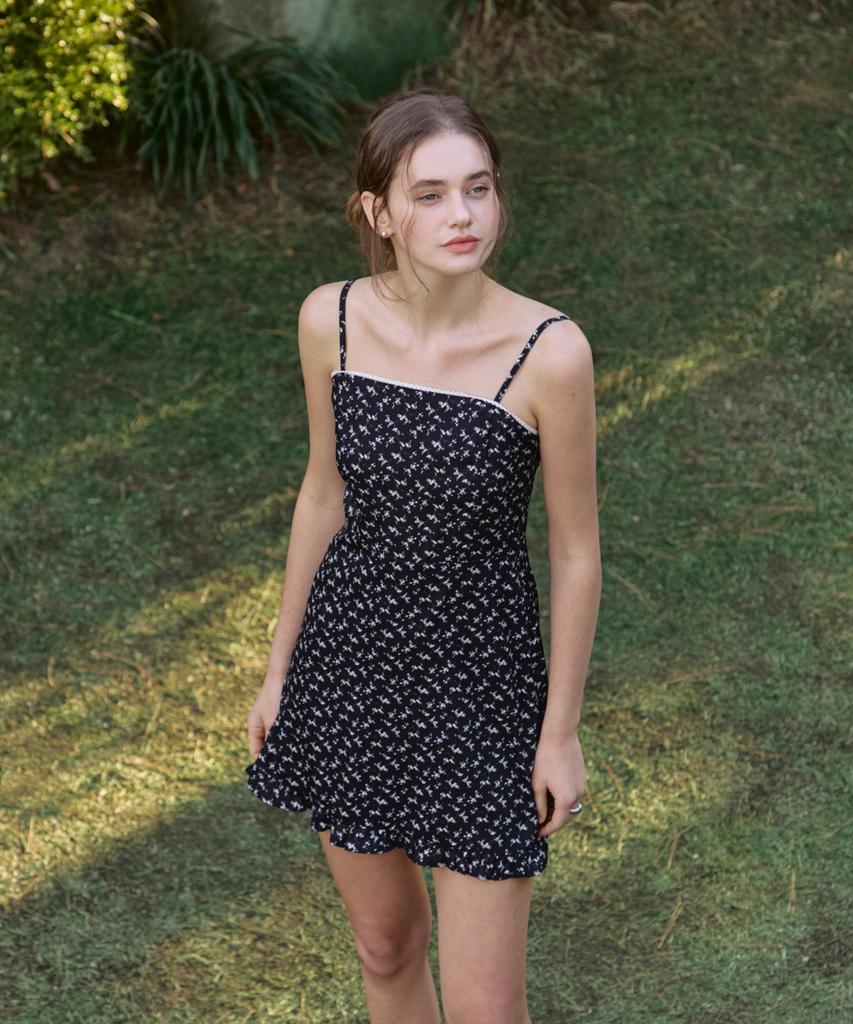 Adowl Lovey Vintage Pattern Mini Dress - Black