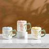 New Product Pearlescent Glazed Ceramic Cup with Lid Flower Mug High Value Household Set Water Cup Office Girls Cup