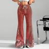 Women's Fashion Loose Drawstring Waist Floral Print Casual Sports Pants Casual Flared Pants