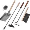 Каминные принадлежности - KOTARBAU - Набор из 5 предметов - Металл и дерево - Черный - Инструменты для чистки
