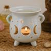 Oil Burner Tealight Cauldron Moon Phase White