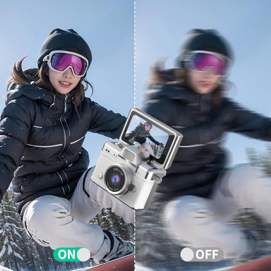 Мини-камера размером с большой палец с откидным экраном, крошечная ретро цифровая камера-брелок с 1,47-дюймовым ЖК-экраном, винтажная