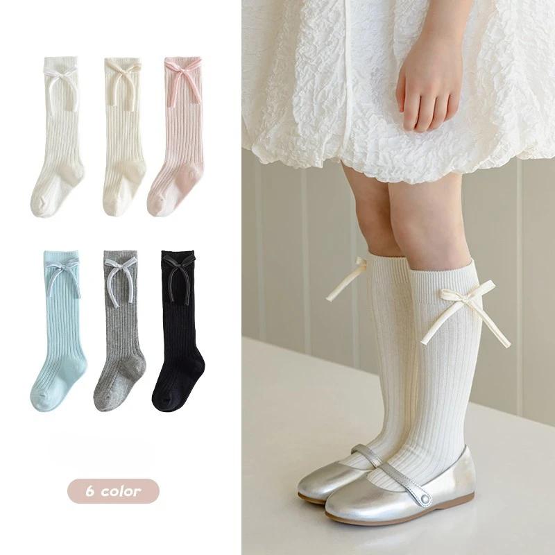 1 пара милых детских носков принцессы для девочек, милые носки с бантом конфетного цвета для детей, мягкие хлопковые модные весенне-осенние школьные носки