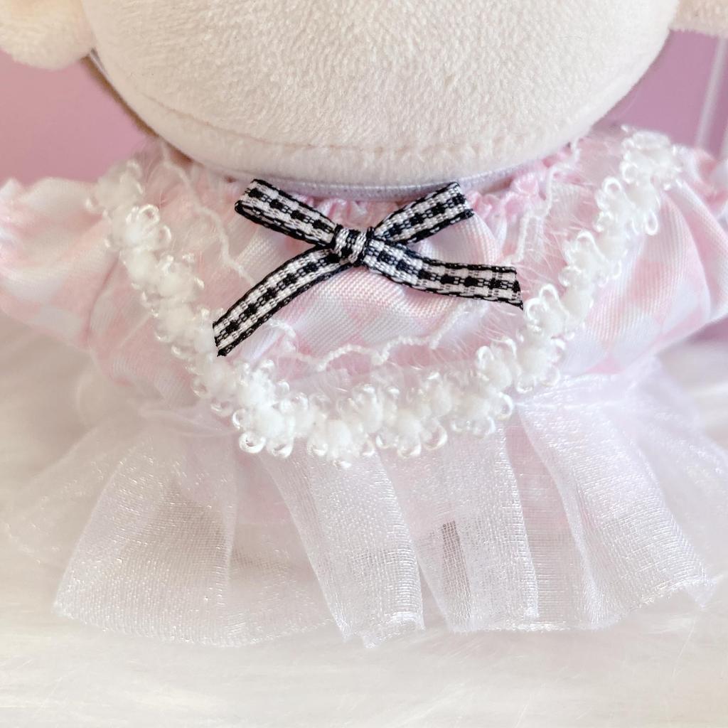 Alice-style Dress & Bunny Ear Head Dress Set for 10cm Plush Toy, Pink, Kigurumi, Accessories, Otaku, Doll, Mascot, Kpopdoll, Costume [Used]