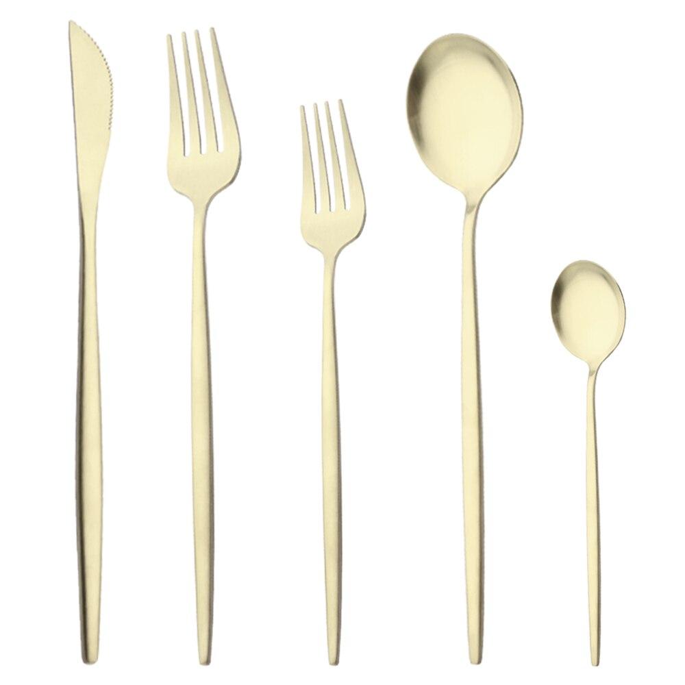 Матовая посуда из нержавеющей стали, набор столовых приборов из розового золота, нож, десертная вилка, чайная ложка, набор столовых приборов, кухонное серебро, посуда