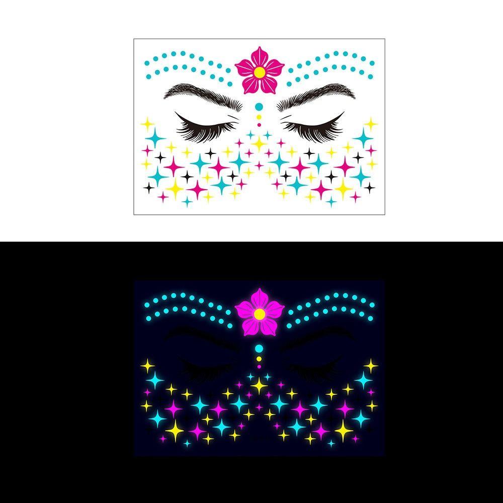 Waterproof Decorations Stickers Fluorescent Glowing Tattoos Face Stickers  Nightclub