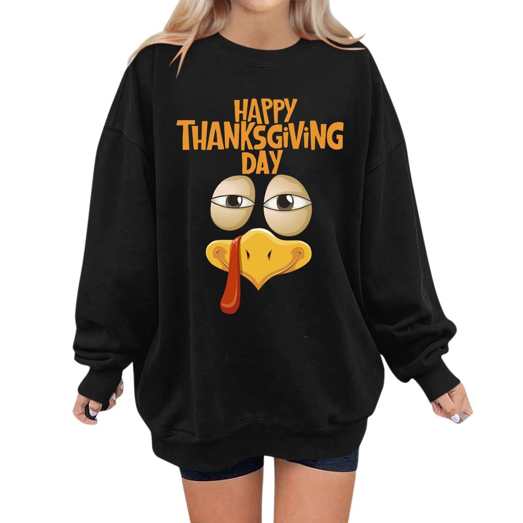 Женская мода повседневная толстовка с длинным рукавом и принтом ко Дню благодарения