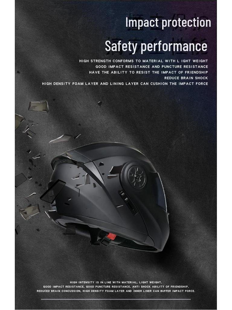 ORZ Double Lens Flip-Up Electric Car Helmet - Anti-Fog, Unisex, Four Seasons, Semi-Motorcycle