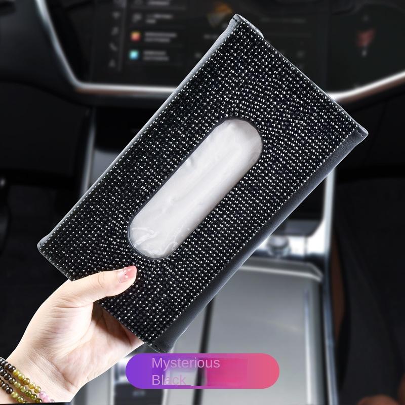 Автомобильный солнцезащитный козырек, держатель для салфеток, блестящие кристаллы, чехол, зажим, чехол из искусственной кожи на заднее сиденье, автоаксессуары для