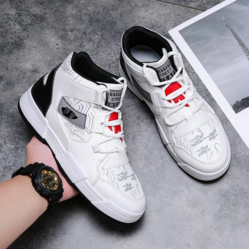 Fashion 2024 New Running Shoes Men Leather Casual Shoes High-top Sneaker Comfortable Sports Outdoor Sneakers White Skateboarding Shoes