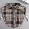 Coffee Plaid Fake Collar Versatile Universal Fake Collar Autumn Shirt Decorative Collar Sweater Fake Collar