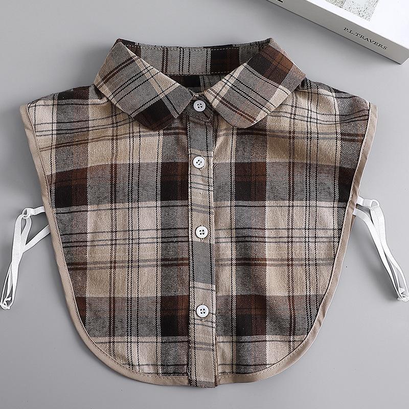 Coffee Plaid Fake Collar Versatile Universal Fake Collar Autumn Shirt Decorative Collar Sweater Fake Collar