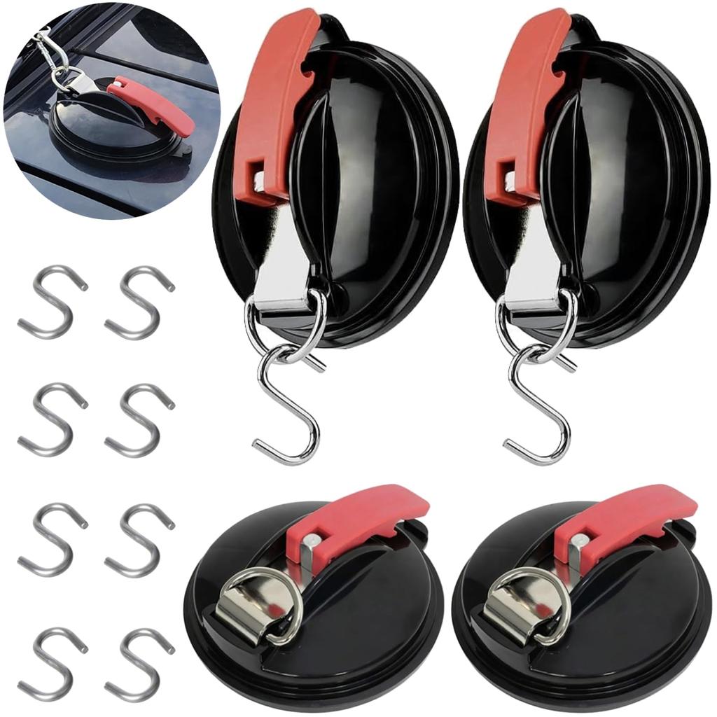 Присоски Ailunate с сильным всасыванием для боковых тентов автомобиля, крепление в одно касание, фиксированная фурнитура, соединяются с палатками и солнцезащитными козырьками (4-Pack)