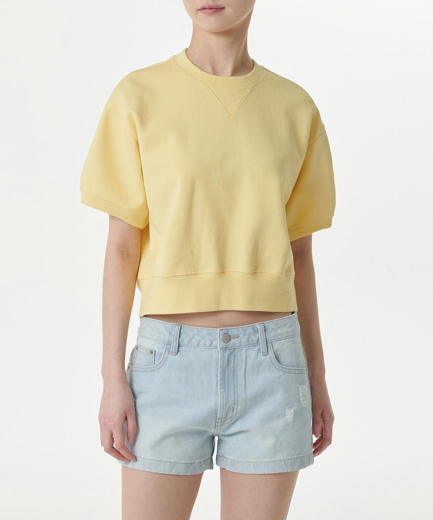 MUSINSA STANDARD WOMAN Women'S Double Knit Short Sleeve Sweatshirt [Butter]