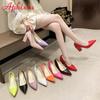 Fashion Aphixta Plus Size 35-53 Hot Sale 2.75Inch Square Heel Patent Leather Shoes Women Pumps Red Sole Work Pointed Toe