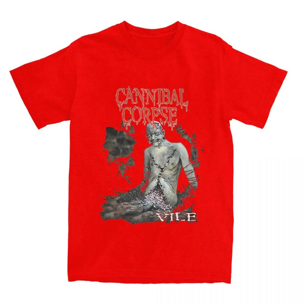Men's CANNIBAL CORPSE Vile T-Shirts Pure Cotton Tees Summer Funny Short Sleeve T-Shirt Crewneck Hippie Pattern Tshirt Plus Size