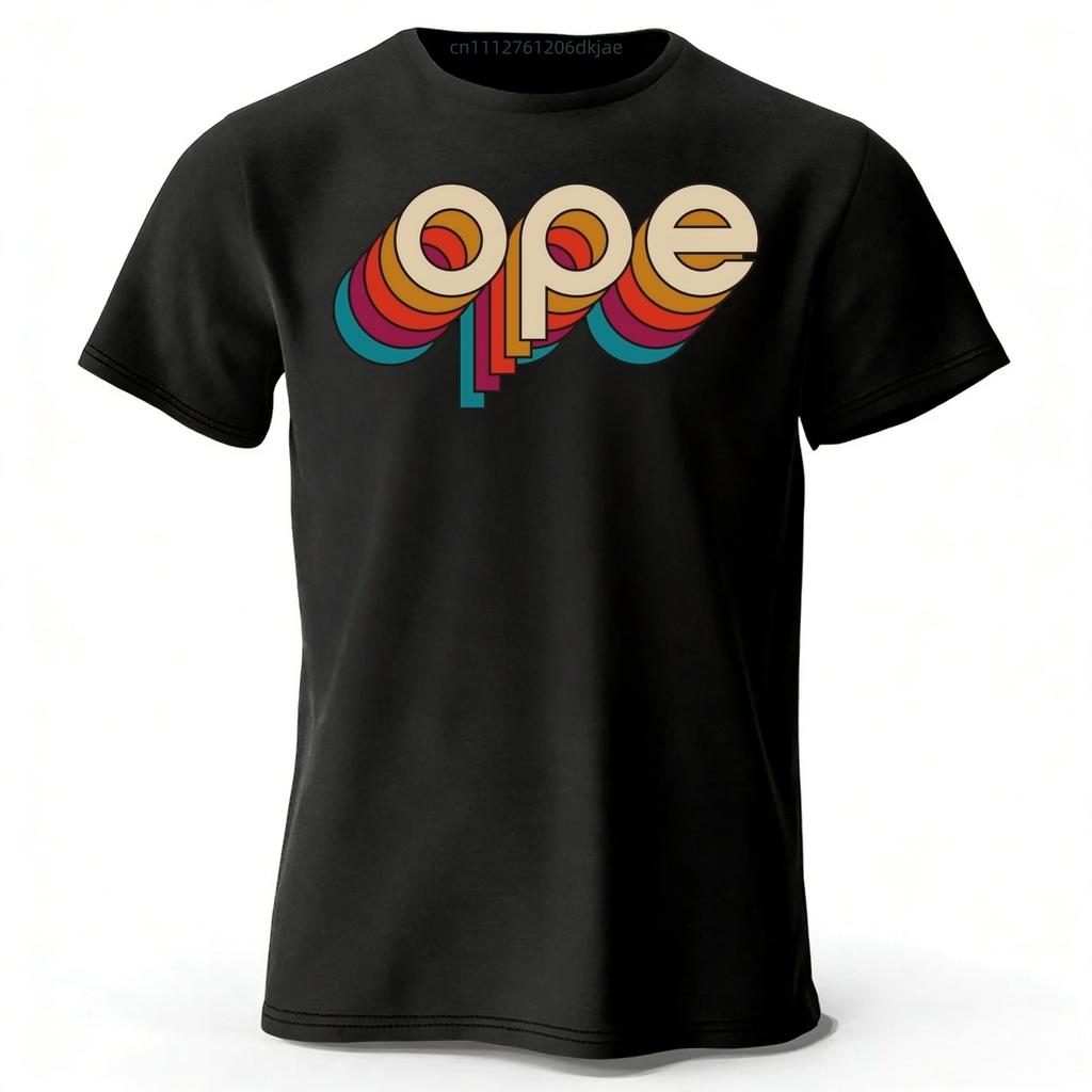 Retro Rainbow Gradient ope Letter Print Mens Pure Cotton Short Sleeved Comfortable Fashionable Soft Loose Sports Tshirt Top