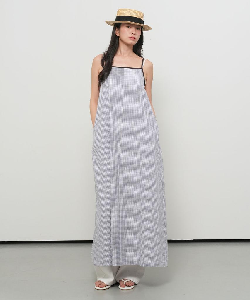 General Idea Check Sleeveless Long Dress [Sky Blue] / Gf2Lop519