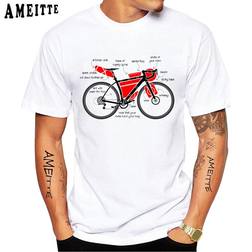 Bikepacking Funny Gear List Design T Shirt Summer Men Short Sleeve Bicycles Sport White Casual Tops