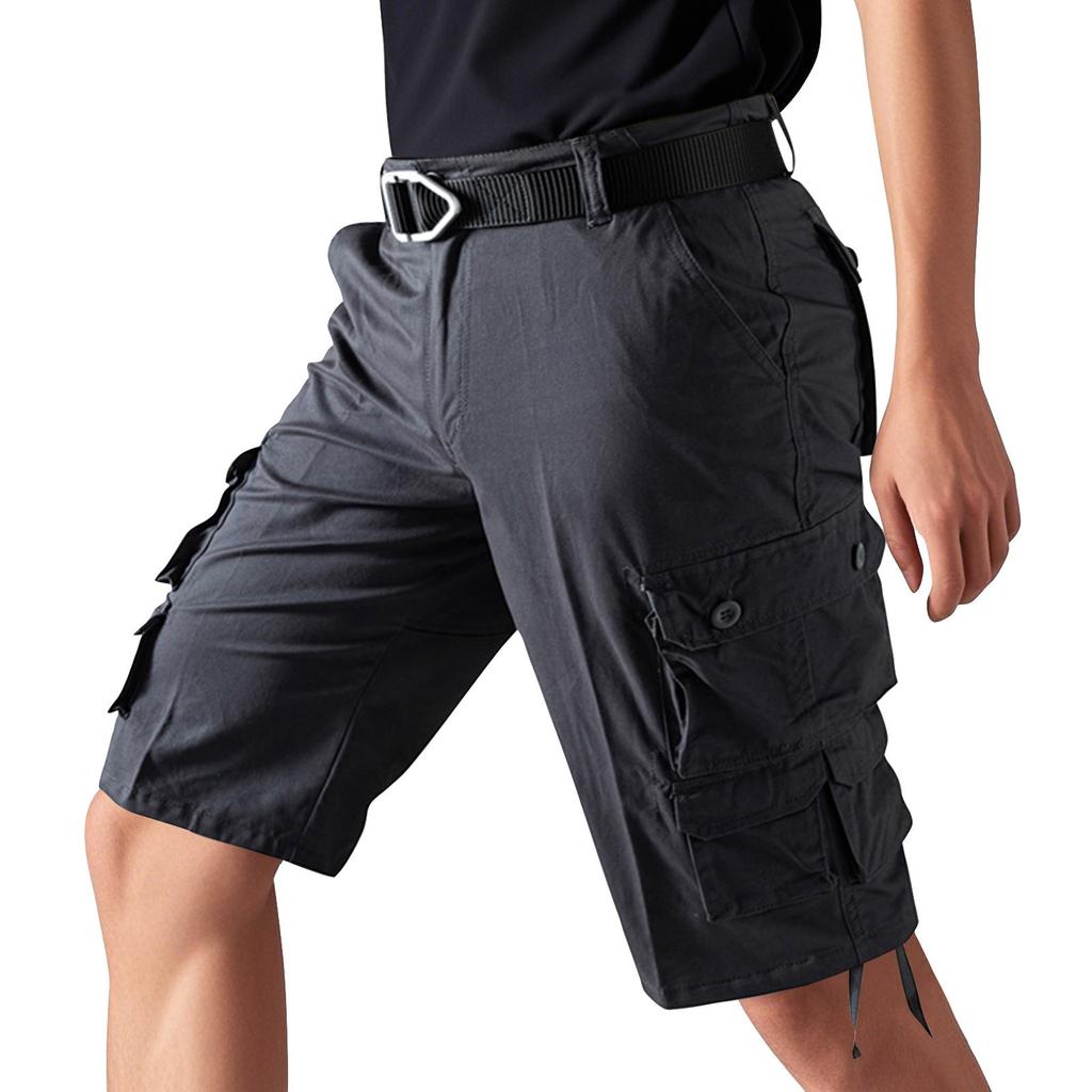 Мужские летние рабочие шорты, свободные повседневные брюки с пятью точками, мужские летние однотонные повседневные шорты-карго