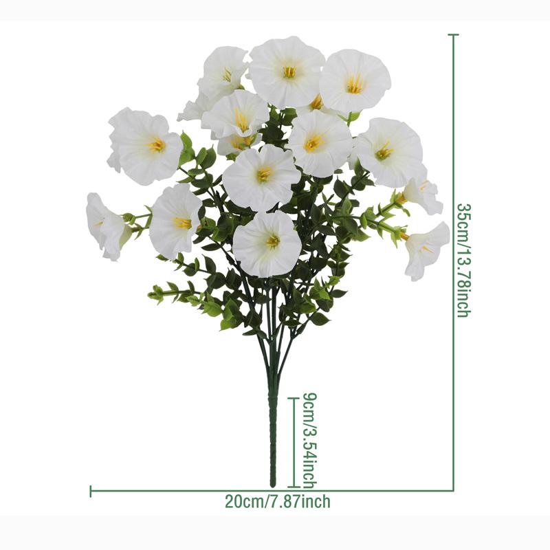 4 пучка искусственных цветов для улицы, поддельные цветы, реалистичный бонсай-кустарник, садовый домашний декор, ипомея, яркие