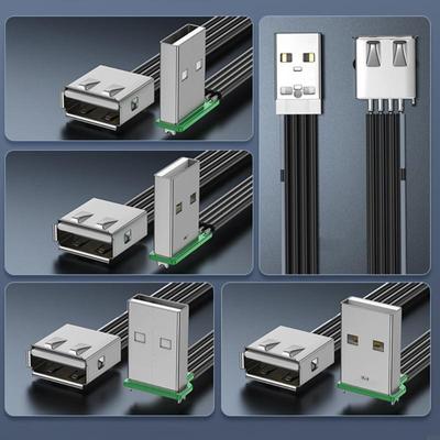 Супертонкий гибкий USB 2.0 A Папа на Маму Угловой 90 градусов Удлинительный кабель для зарядки и передачи данных USB папа на маму вправо/влево/вниз/вверх