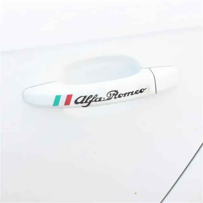 4pcs Car Styling Door Handle Sticker for Alfa Romeo Logo Mito 147 156 159 166 GT Giulietta Spider Auto Emblem Badge Accessoriesqwe5
