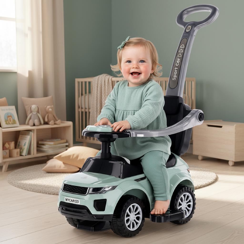 Jeździk Dla Dziecka Z Rączką I Obejmą Sport Car Szałwia Sun Baby