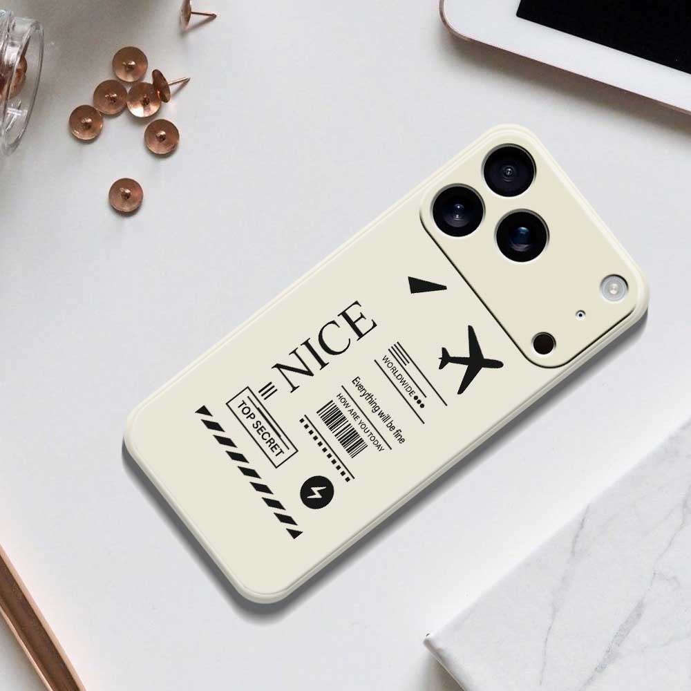 For iPhone 17 Pro Case Boarding Ticket Pattern Printing Straight Edge TPU Phone Back Cover