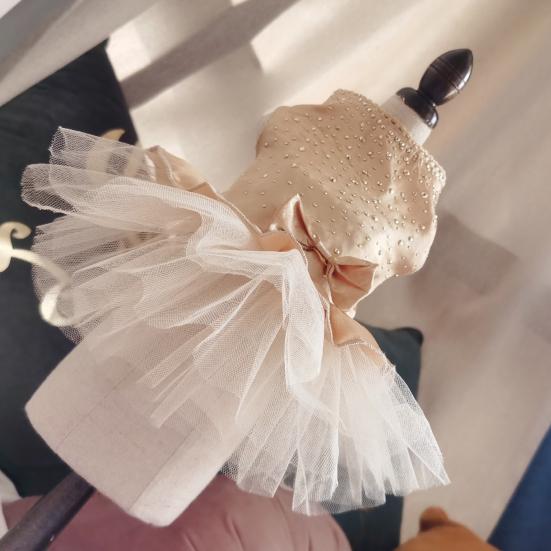 Pet Princess Dress Sparkly Bow And Sequins Tutu Dress Soft Dog Cat Costume Cute Party Outfit for Small Animals
