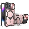 For iPhone 15 Pro Slide Camera Lid PC+TPU Back Cover Rotation Kickstand Phone Case