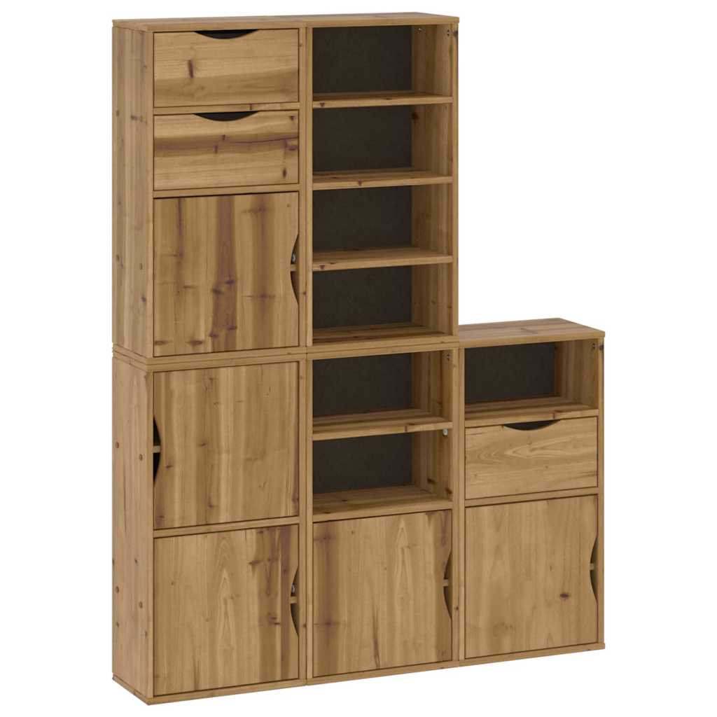 Side Cabinets 5 Pcs ODDA 40x24x79 cm Solid Pine Wood