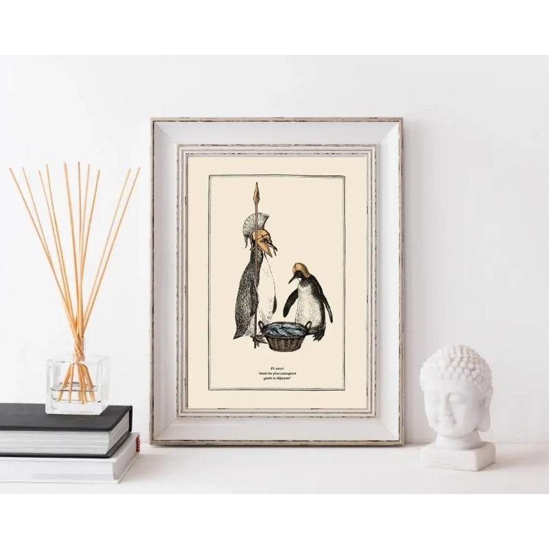 Funny Vintage Penguin Posters and Prints Surreal Animal Quirky Patent Wall Art Picture Canvas Painting Room Home Decor Cuadros