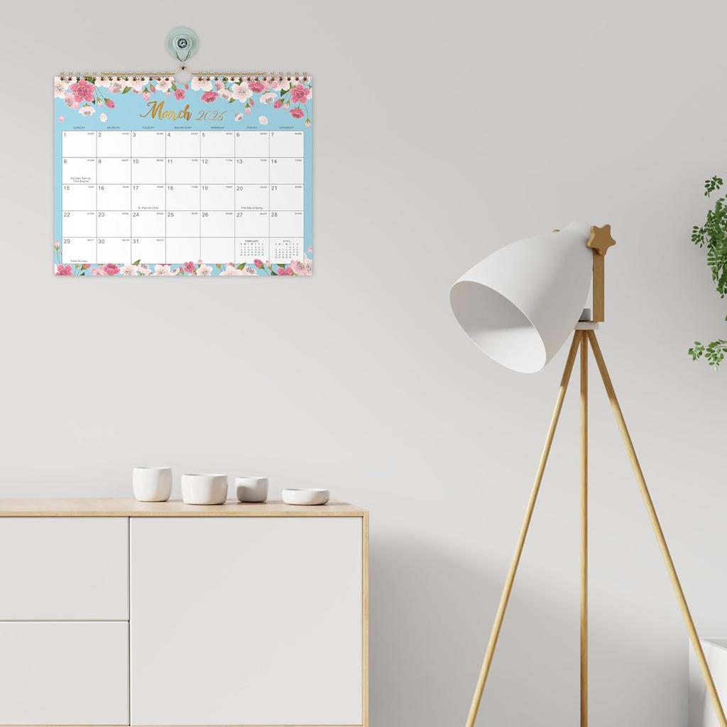 2026 Calendar - 2026 Wall Calendar, 11" x 8.5", JAN.2026 -DEC.2026, 12 Monthly Wall Planner Large, Hanging Hook, Wall Calendar With Twin-Wire Binding