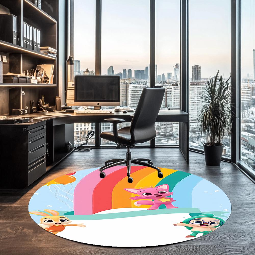 Pinkfong Wonderstar Printed Round Rug Carpet Chair Rug Area Rug Entryway Doormats,for Office Chair Living Room Bedroom Kitchen Room.