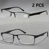 2 Pcs Reading Glasses For Men Blue Light Blocking Lens Spring Hinges For Men And Women Adjustable Comfortable Vision Correction