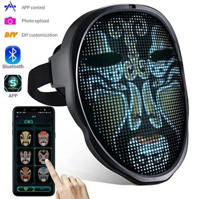 НОВАЯ СВЕТОДИОДНАЯ МАСКА С УПРАВЛЕНИЕМ ЧЕРЕЗ ПРИЛОЖЕНИЕ Bluetooth, Умная маска, меняющая динамические карнавальные фотографии, Светодиодные маски для лица на Хэллоуин